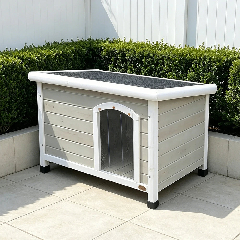 PAWORA Outdoor Wooden Pet House Solid Wood Waterproof Roof Raised Moisture-Proof for Courtyard Garden Balcony