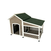 PAWORA Solid Wood Dog House with Extended Side Space Raised Waterproof Design & Weather-Resistant Roof For Patio Balcony