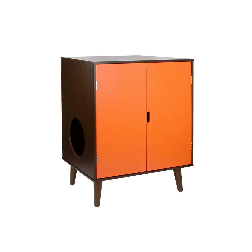 PAWORA Multifunctional Cat Cabinet Hidden Litter Box Space Cat Resting House Smooth Painted Finish Easy-Clean For Living Room Bedroom Balcony - Orange