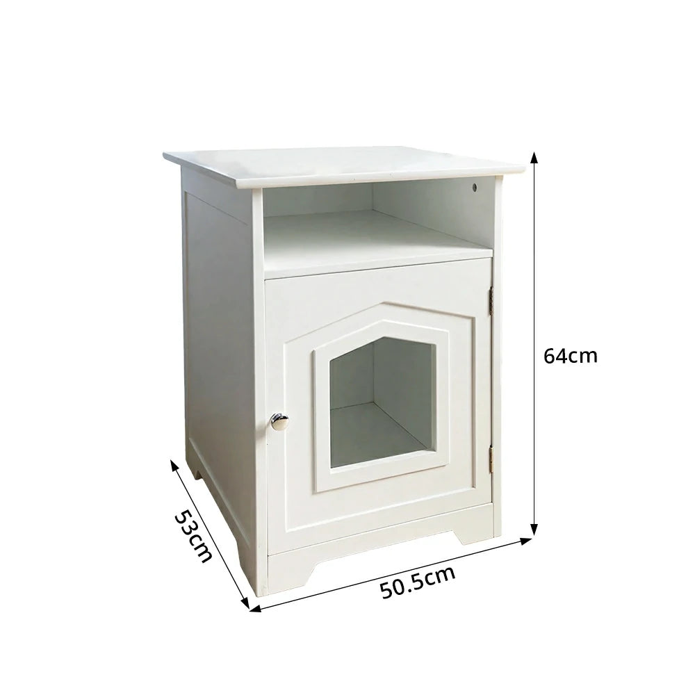 PAWORA Cat House Bedside Cabinet with Extra-Large Entrance Open Storage Shelf For Bedroom Living Room Pet Area