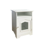 PAWORA Cat House Bedside Cabinet with Extra-Large Entrance Open Storage Shelf For Bedroom Living Room Pet Area