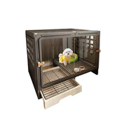 PAWORA Medium Indoor Dog Villa with Transparent Doors Ventilated Side Panels Easy-Clean For Living Room Bedroom Pet Area - Black