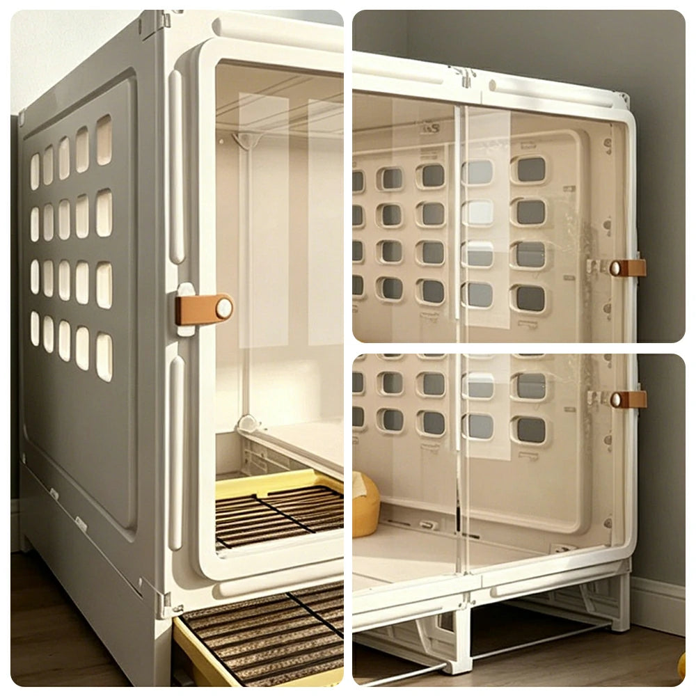PAWORA Large Small Dog Villa with Enlarged Space and Separate Toilet Area For Indoor Living Room Bedroom Apartment - White
