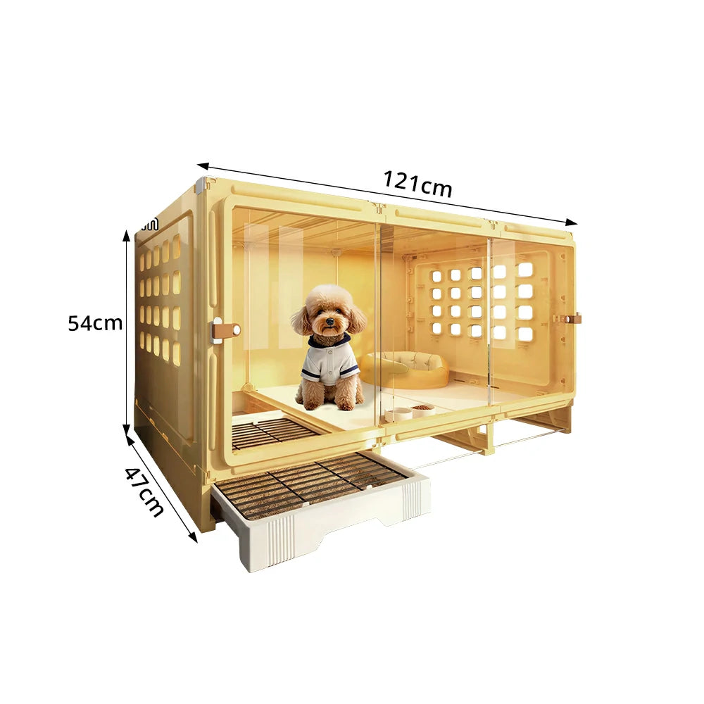 PAWORA Large Small Dog Villa with Enlarged Space and Separate Toilet Area For Indoor Living Room Bedroom Apartment - Yellow