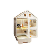 PAWORA Indoor Cat Villa with Multi-Zone Layout Clear Doors and Thickened Resin Panels For Pet Living Area - White