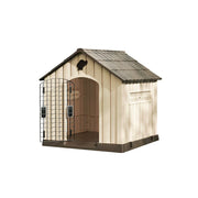 PAWORA Outdoor Pet House with Waterproof PP Material Drainage Roof and Double Metal Doors For Patio Balcony - Brown