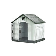 PAWORA Outdoor Pet House with Waterproof PP Material Drainage Roof and Double Metal Doors For Patio Balcony - Grey