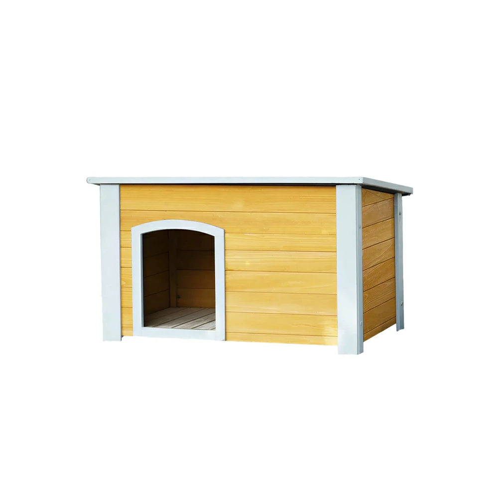 PAWORA Small Dog Solid Wood Pet House with Raised Base Large Entrance Waterproof Durable For Patio Balcony Yard - Yellow