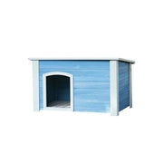 PAWORA Small Dog Solid Wood Pet House with Raised Base Large Entrance Waterproof Durable For Patio Balcony Yard - Blue