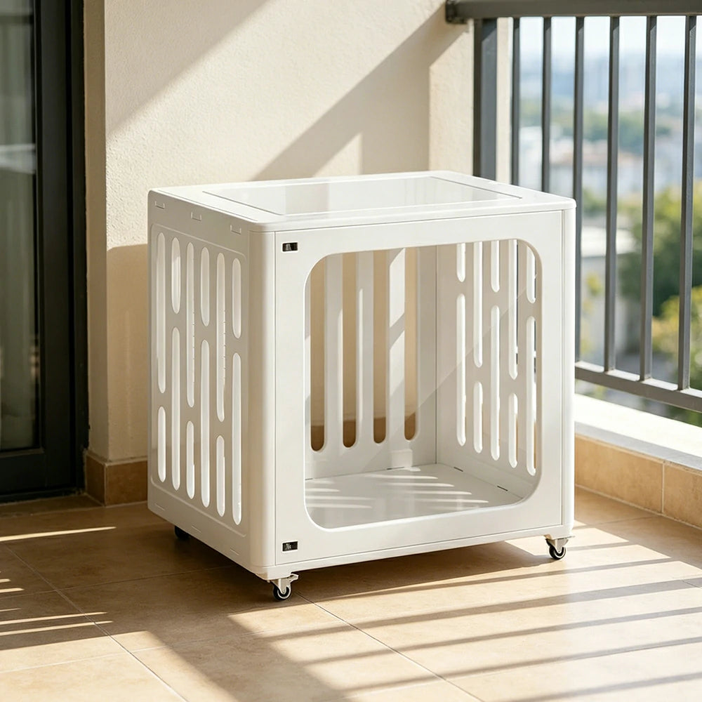 PAWORA Small Pet Cage Slot-In Assembly Removable Top Storage Rounded Corners For Indoor Pet Activity Area - White