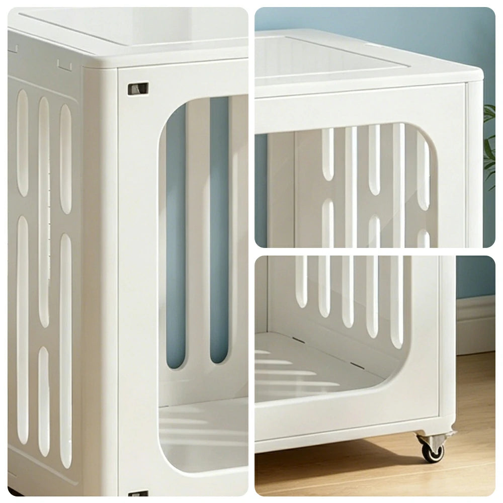 PAWORA Small Pet Cage Slot-In Assembly Removable Top Storage Rounded Corners For Indoor Pet Activity Area - White