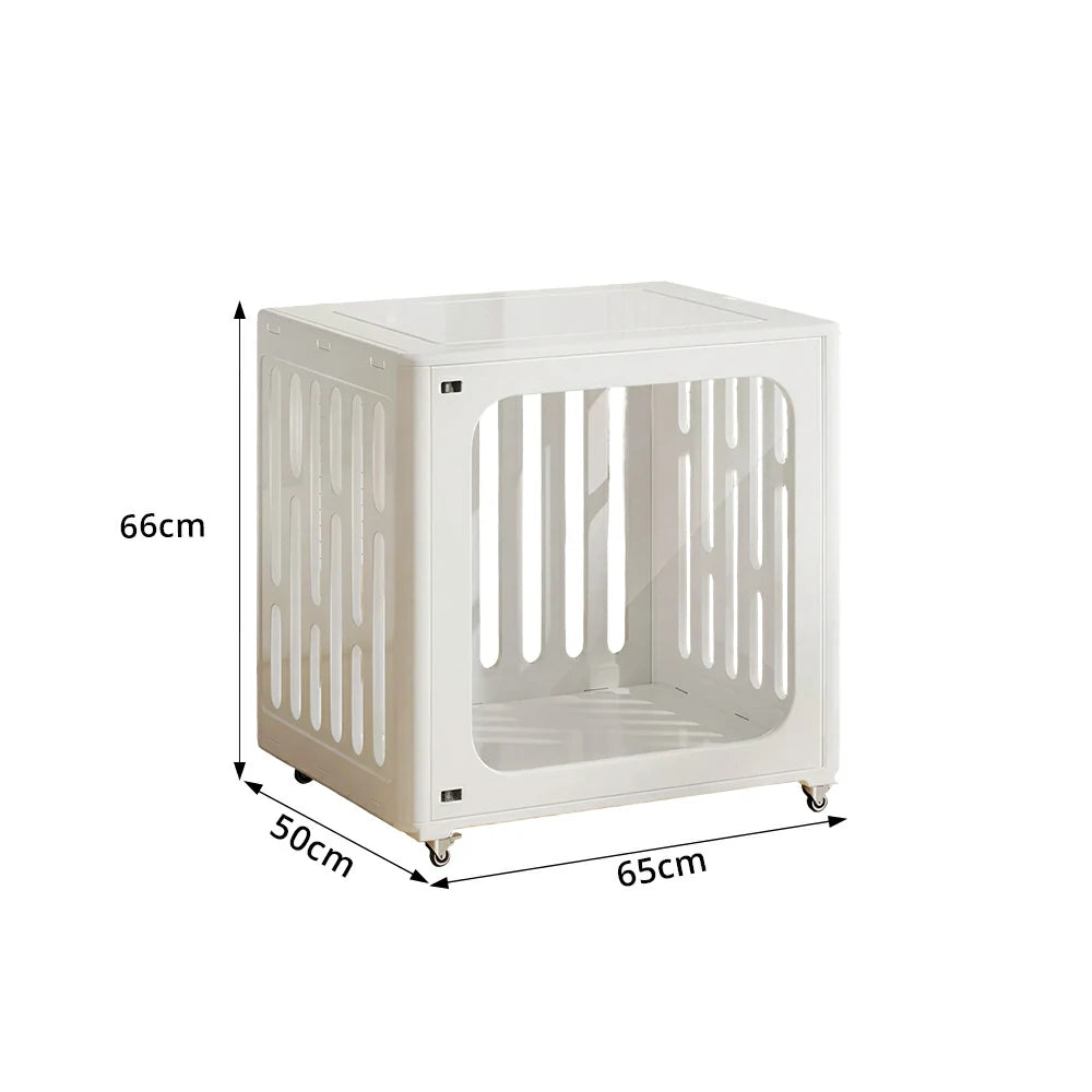 PAWORA Small Pet Cage Slot-In Assembly Removable Top Storage Rounded Corners For Indoor Pet Activity Area - White