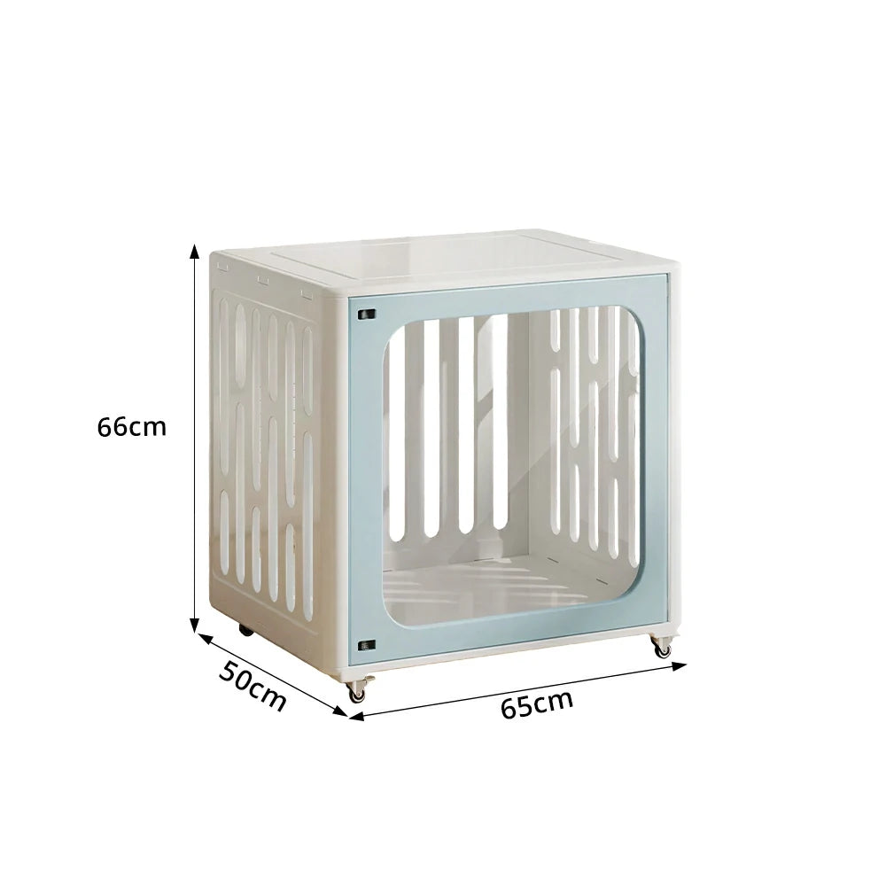 PAWORA Small Pet Cage Slot-In Assembly Removable Top Storage Rounded Corners For Indoor Pet Activity Area - Blue&White