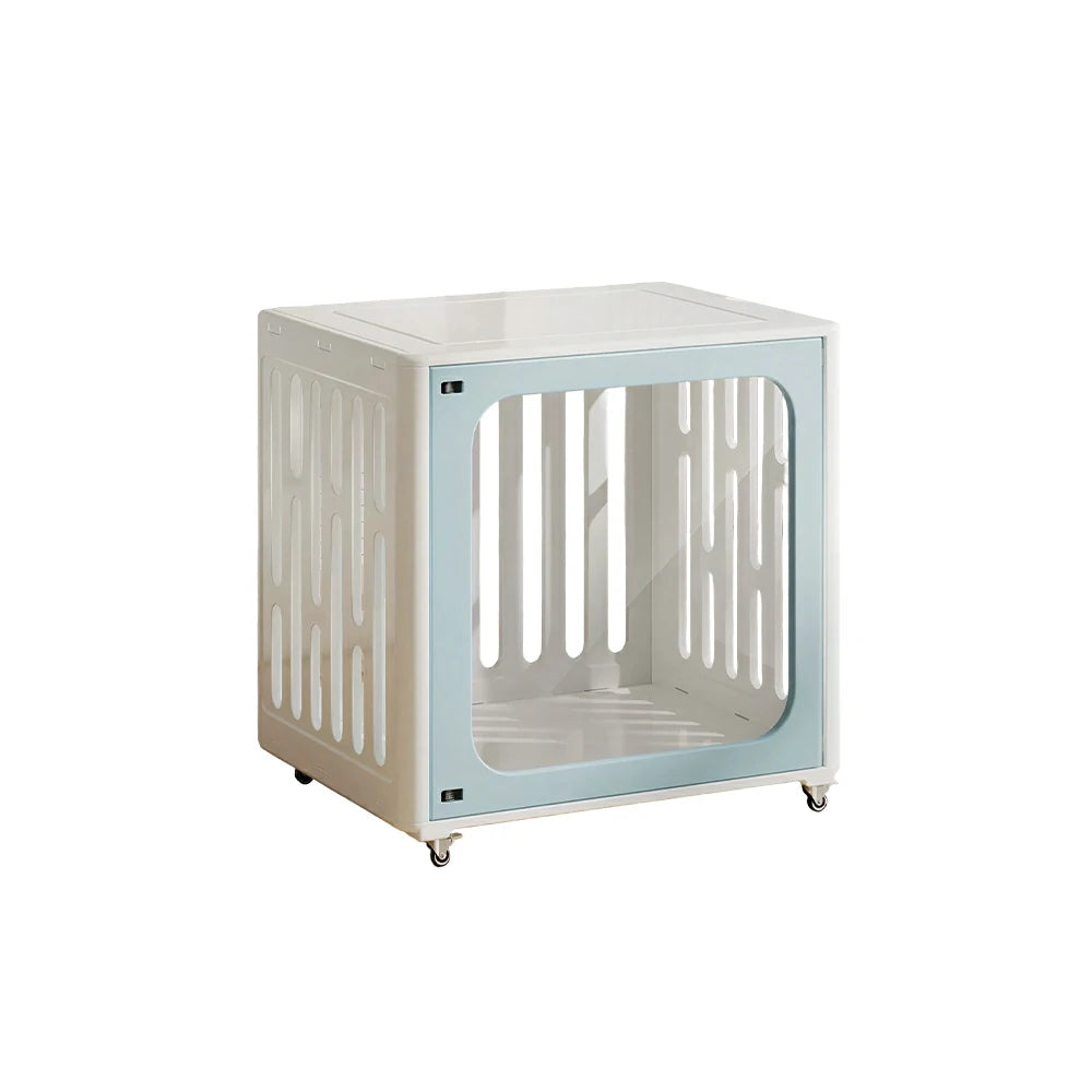 PAWORA Small Pet Cage Slot-In Assembly Removable Top Storage Rounded Corners For Indoor Pet Activity Area - Blue&White
