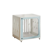 PAWORA Small Pet Cage Slot-In Assembly Removable Top Storage Rounded Corners For Indoor Pet Activity Area - Blue&White