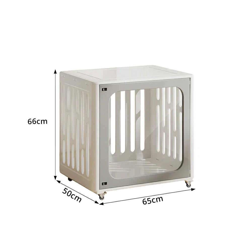 PAWORA Small Pet Cage Slot-In Assembly Removable Top Storage Rounded Corners For Indoor Pet Activity Area - Grey&White