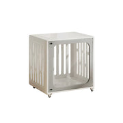 PAWORA Small Pet Cage Slot-In Assembly Removable Top Storage Rounded Corners For Indoor Pet Activity Area - Grey&White