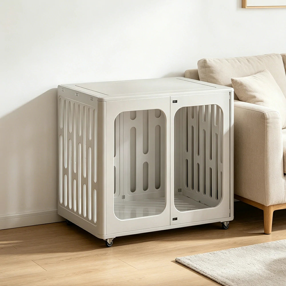 PAWORA Medium Pet Cage Slot-In Assembly Removable Top Storage Rounded Corners For Indoor Pet Activity Area - White