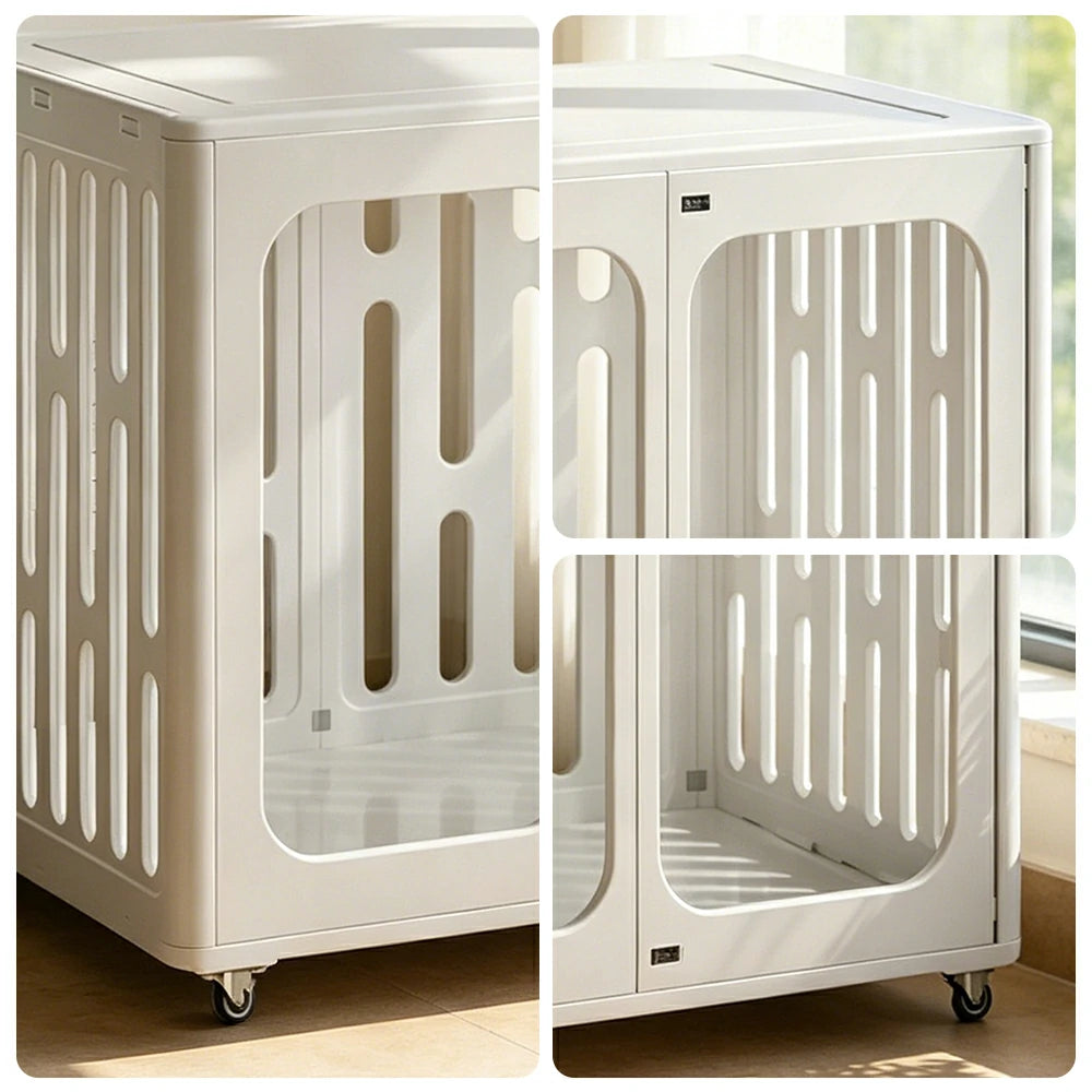 PAWORA Medium Pet Cage Slot-In Assembly Removable Top Storage Rounded Corners For Indoor Pet Activity Area - White