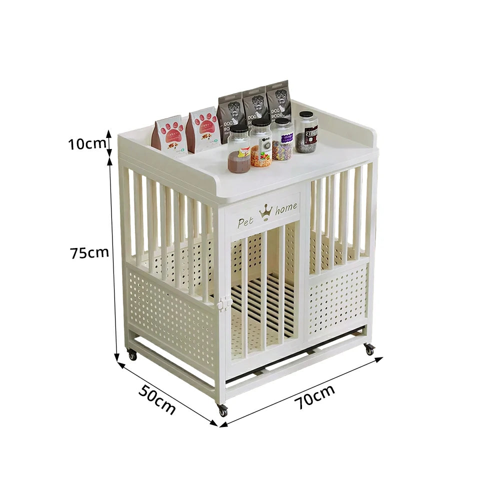 PAWORA Indoor Pet Cage with Reinforced Steel Frame Top Storage and Removable Washable Tray For Living Room Bedroom Balcony - White