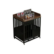 PAWORA Indoor Pet Cage with Raeinforced Steel Frame Top Storage and Removable Washable Tray For Living Room Bedroom Balcony - Black&Walnut