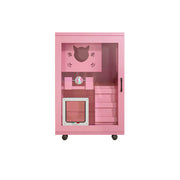 PAWORA Multi-Level Cat Cabinet with Ventilated Transparent Doors 60x60x90cm For Living Room Balcony Pet Room - Pink