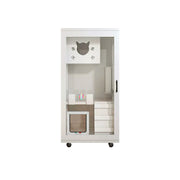 PAWORA Multi-Level Cat Cabinet with Ventilated Transparent Doors 60x60x120cm For Living Room Balcony Pet Room - White