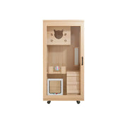 PAWORA Multi-Level Cat Cabinet with Ventilated Transparent Doors 60x60x120cm For Living Room Balcony Pet Room - Wood