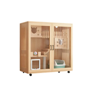 PAWORA Multi-Level Cat Cabinet with Ventilated Transparent Doors 120x60x120cm For Living Room Balcony Pet Room - Wood