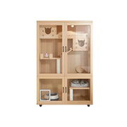 PAWORA Multi-Level Cat Cabinet with Ventilated Transparent Doors 120x60x180cm For Living Room Balcony Pet Room - Wood