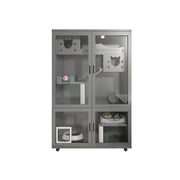 PAWORA Multi-Level Cat Cabinet with Ventilated Transparent Doors 120x60x180cm For Living Room Balcony Pet Room - Grey