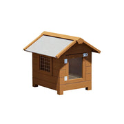 PAWORA Outdoor Wooden Pet House Solid Wood Waterproof Roof Elevated Base for Small Dogs Cats Garden Balcony - Coffee