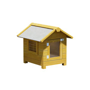 PAWORA Outdoor Wooden Pet House Solid Wood Waterproof Roof Elevated Base for Small Dogs Cats Garden Balcony - Yellow