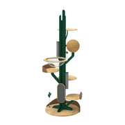 PAWORA Cactus Capsule Cat Tree - 201cm Solid Wood Multi-Level Tower with Scratching Posts for Indoor Cats - Green