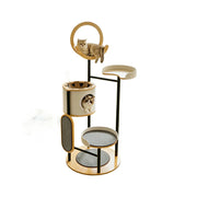 PAWORA Indoor Cat Tree - 167cm Solid Wood Multi-Level Tower with Cat Condo & Scratching Board - Natural Wood