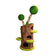 PAWORA Ball Treehouse Cat Tree - 135cm Natural Eco-Friendly Odour-Free Cat Condo Tower - Green Brown