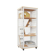 PAWORA Large Cat Villa - 167cm Multi-Level Indoor Cat Cabinet with Toilet Area & Lockable Wheels - White