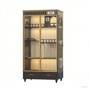 PAWORA European Style Indoor Cat House – Painted Modern Grey Finish, Eco-Friendly Board, Multi-Level Design with Storage Drawers - Grey