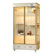 PAWORA European Style Indoor Cat House – Painted Modern Grey Finish, Eco-Friendly Board, Multi-Level Design with Storage Drawers - White