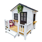 PAWORA Luxury Wooden Dog Villa Pet House for Medium & Large Dogs - Durable Pine Structure, Spacious Outdoor Design - White