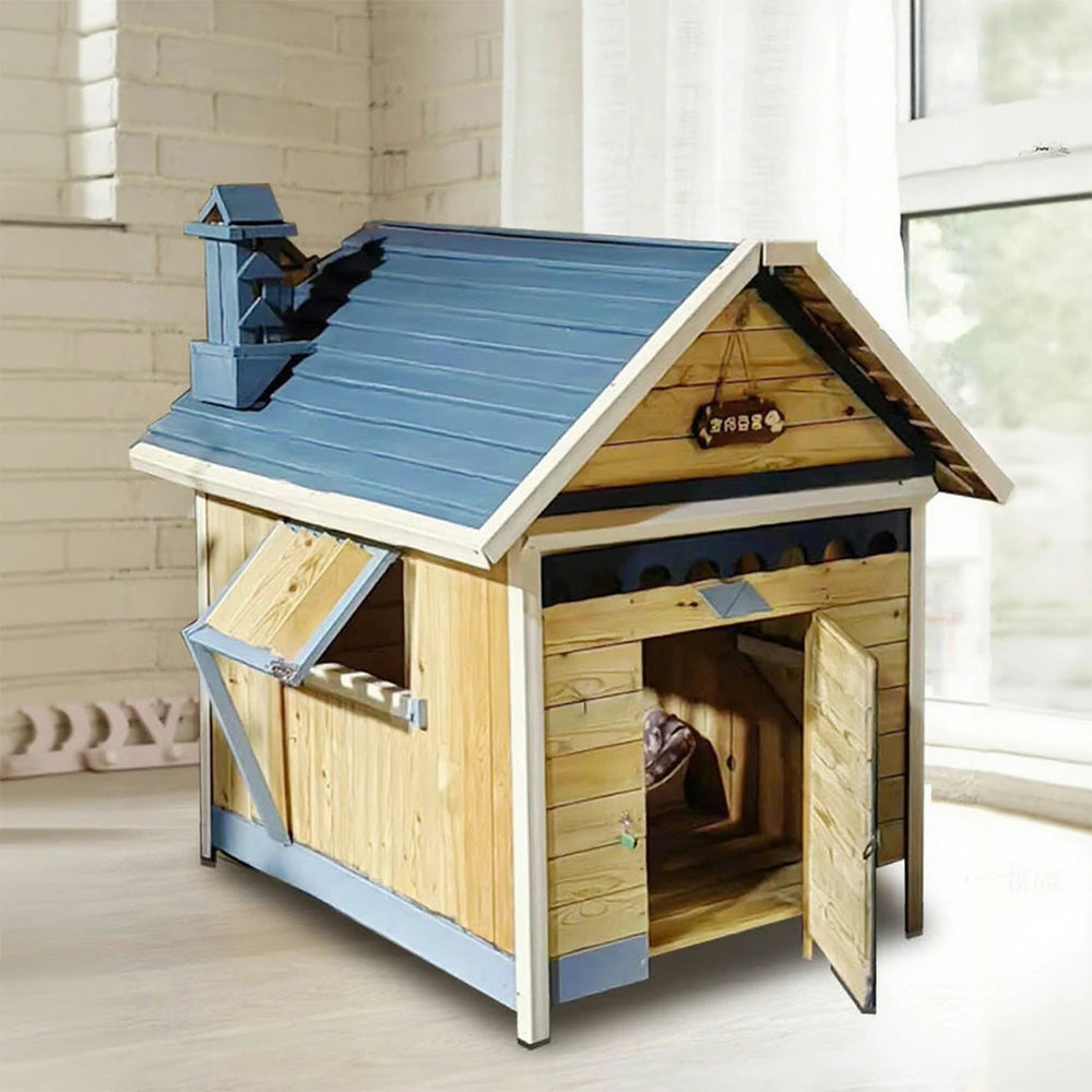 PAWORA Wooden Pet House 120×90×150cm – Durable Pine Structure, Ventilated Window & Door Design, Hand-Coated Finish for Long-Lasting Use