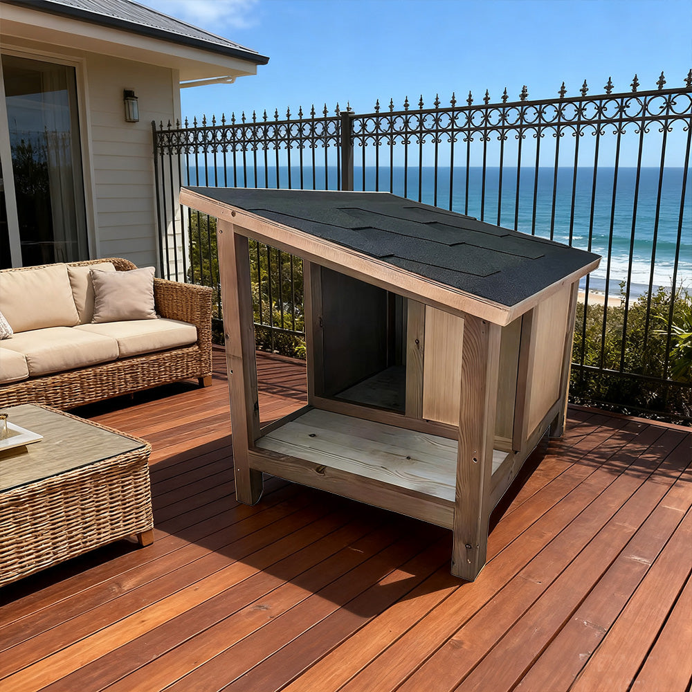 PAWORA Outdoor Cat House - Fir Wood Construction, Scratch-Resistant, Moisture-Proof, Ventilated with Waterproof Roof, All-Weather Shelter for Pets - Wood