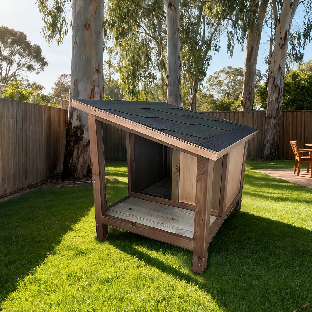 PAWORA Outdoor Cat House - Fir Wood Construction, Scratch-Resistant, Moisture-Proof, Ventilated with Waterproof Roof, All-Weather Shelter for Pets - Wood