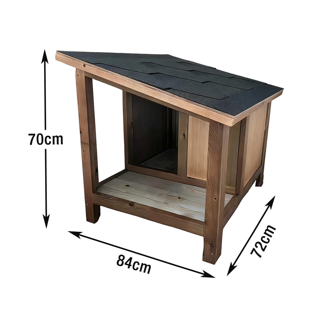 PAWORA Outdoor Cat House - Fir Wood Construction, Scratch-Resistant, Moisture-Proof, Ventilated with Waterproof Roof, All-Weather Shelter for Pets - Wood