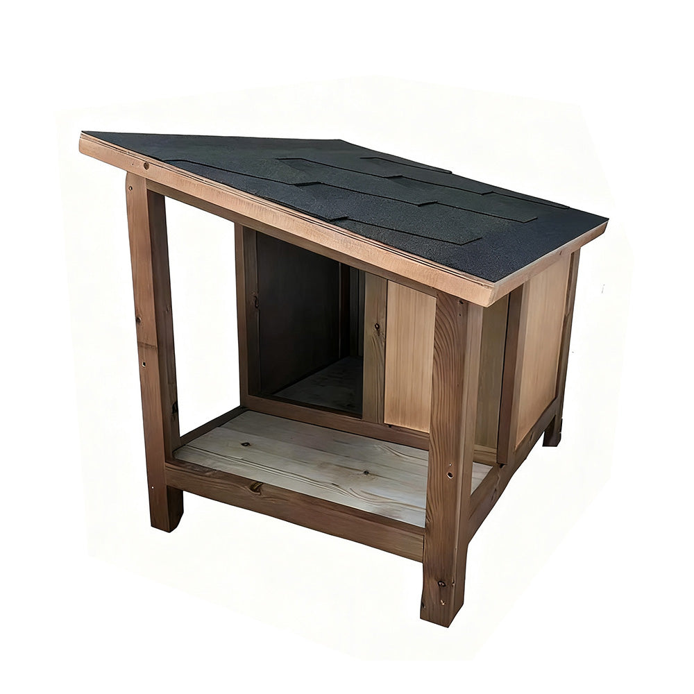 PAWORA Outdoor Cat House - Fir Wood Construction, Scratch-Resistant, Moisture-Proof, Ventilated with Waterproof Roof, All-Weather Shelter for Pets - Wood