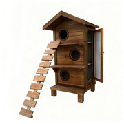 PAWORA Outdoor Cat House - Durable Fir Wood, Weatherproof Roof, Scratch-Resistant, Moisture-Proof, Ventilated Design, All-Season Safe Shelter for Pets