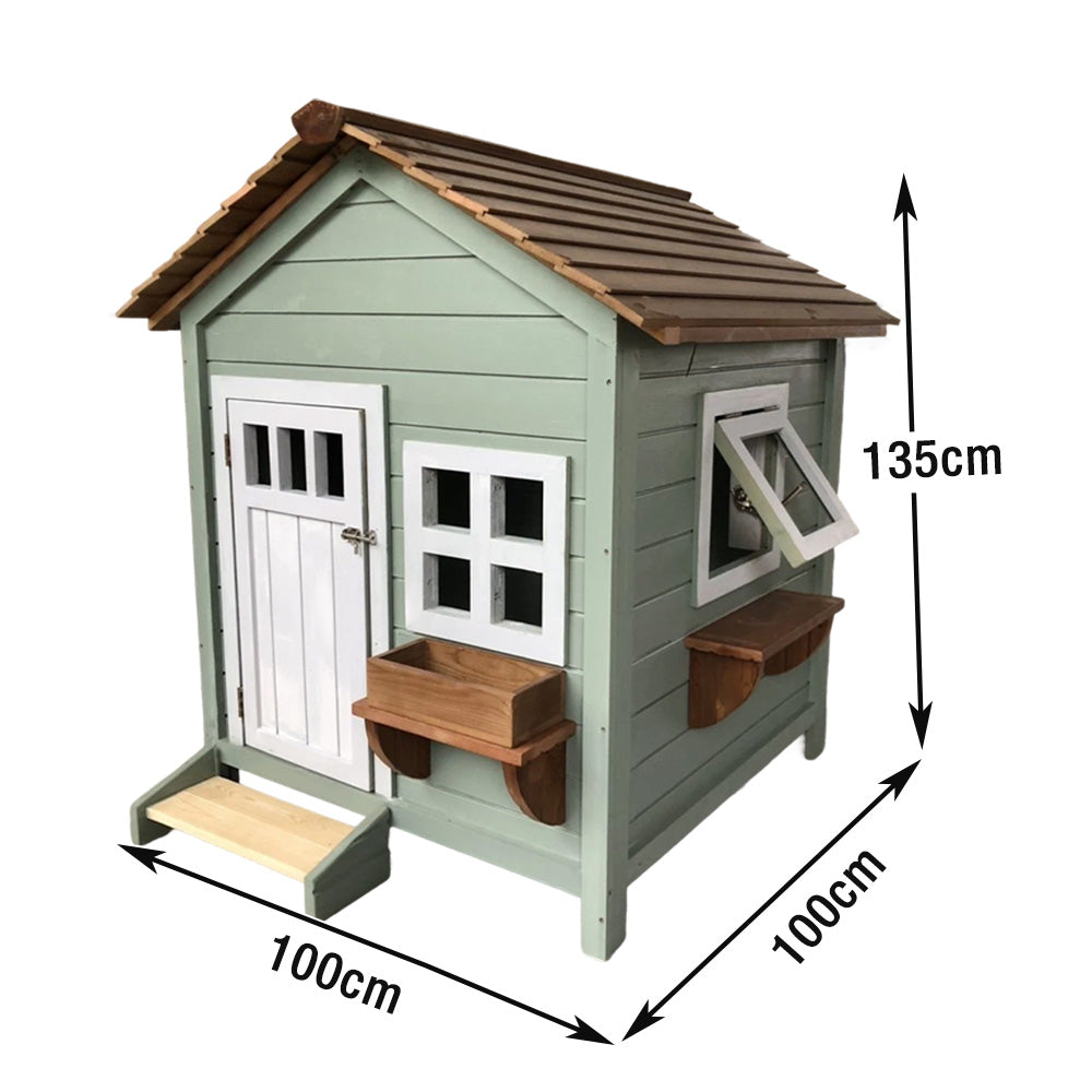 PAWORA Outdoor Cat House - Fir Wood, Waterproof Roof, Scratch & Moisture Resistant, Ventilated Design, All-Season Pet Shelter - Green