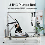 MN013 2-IN-1 Trapeze Table Reformer Pilates Bed Home Gym Train Equipment Machine - White