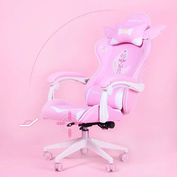 MODERA Pink Girl Gaming Chair Magic Comfortable Anchor Live Chair Gaming Chair Cute Pink Gaming Chair