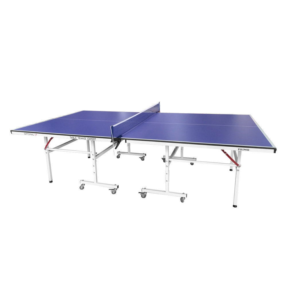PRIMO Optimal 19mm Indoor Blue Foldable Solo Play Table Tennis Pingpong Table-Bats Balls Net